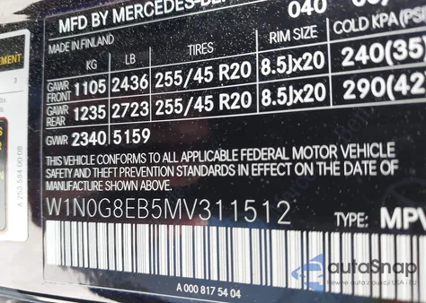2021 Mercedes-Benz Glc 300 4Matic Suv from USA, damaged, VIN W1N0G8EB5MV311512